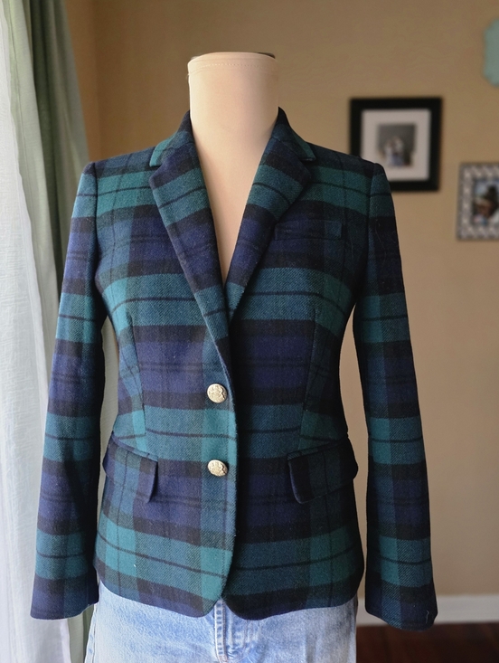 J. Crew Factory Jackets & Blazers - J.Crew Factory Black Watch Plaid Schoolboy Blazer Size 4 Petite Dark Academia
